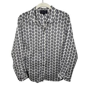 French Curve Gray & White Polka Dot Button Down Shirt Women's Small